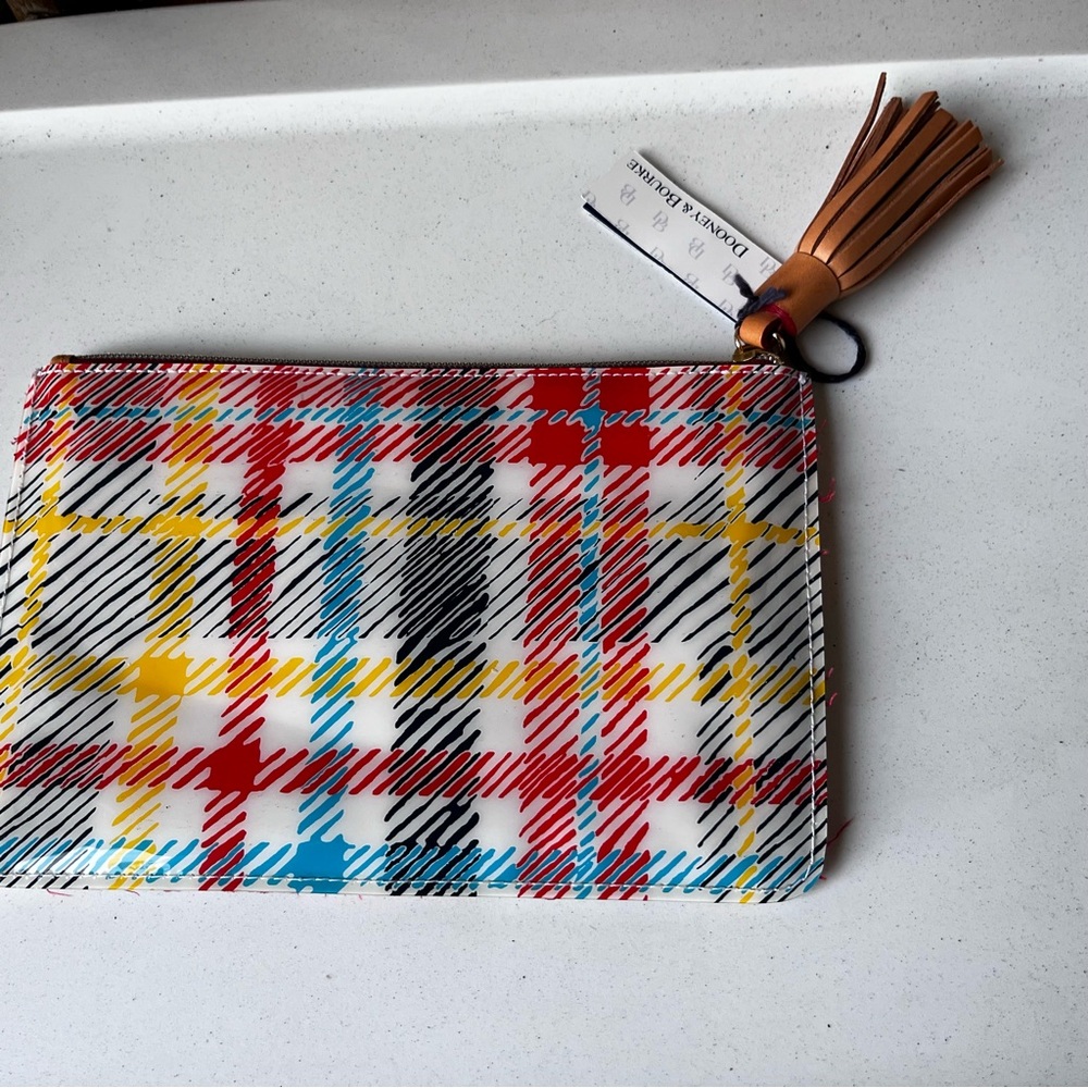 Dooney and Bourke Plaid tartan leather tassel clutch. NWT - Picture 3 of 4